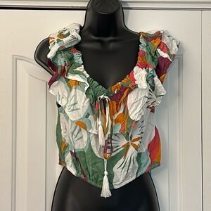 Rachel Rachel Roy Ruffle Floral Shirt Multicolor Women Size XS